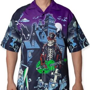 Rockabilly House of Horror Rock n Roll Button Up Shirt NWT